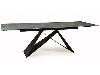 Стол обеденный SIGNAL WESTIN Ceramic Ossido Verde бирюзовый/черный мат 160-240/90